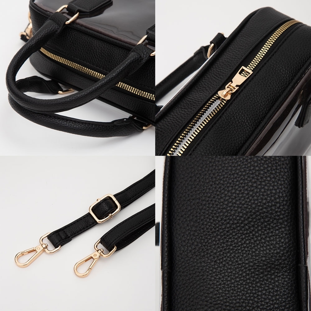 Tan Handle Structured Transparent Clear Handbag C… - image 5